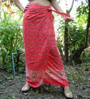 Viscose Summer Wrap Skirt Carmine Pink Indian Elephants  