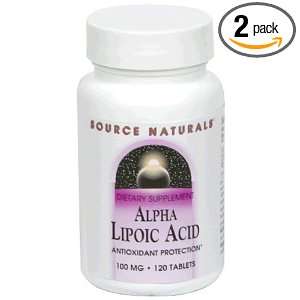  Source Naturals Alpha Lipoic Acid 100mg, 120 Tablets (Pack 