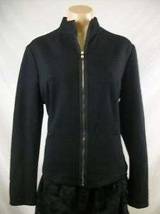 New Womens ELIE TAHARI Black Zip Front Angela Jacket Lg  