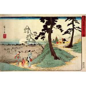 Sheet of 21 Gloss Stickers Japanese Art Utagawa Hiroshige Listening to 