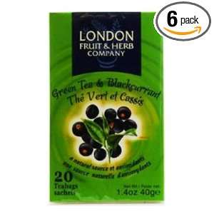 London Fruit and Herb Company Green Tea, Black Currant, 20 count (Pack 