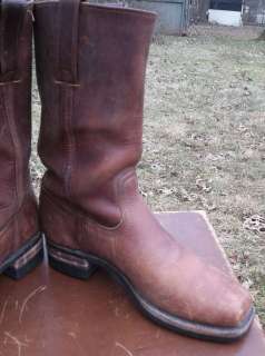   Riding Pull On Brown Leather Motorcycle Boots 13 9 M Shoes USA  