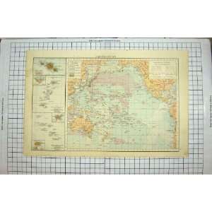 BACON MAP 1894 PACIFIC OCEAN TONGA MARQUESAS TAHITI 