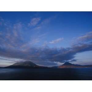  Scenic Volcanos at Sunset, Lake Atitlan, Guatemala 