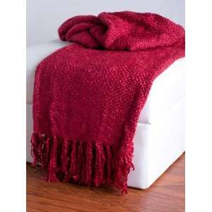  Designer Red Fringed Throw Blanket Red