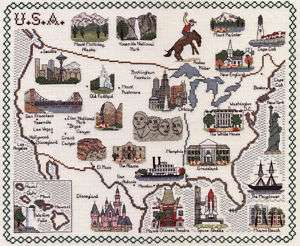 Classic Embroidery X Stitch Kit   Map of United States  