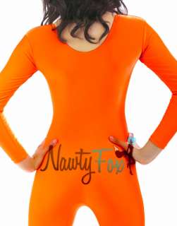 Neon Orange Spandex 60S 70S Dance Unitard,Bodysuit Holiday Costume S 