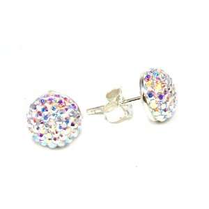   Stud Earrings with Aurore Boreale Pave Swarovski Crystals Jewelry