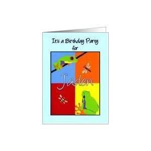 Birthday party invitation for Jaden   Colorful frogs bee 
