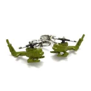  UH1 Green Military Helicopter 3D Diecast Cufflinks 