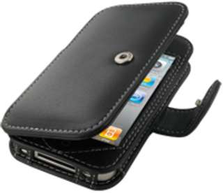 NEW MONACO BLACK LEATHER BOOK CASE FOR APPLE iPHONE 4  