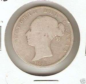 UK, GREAT BRITAIN 1885 Victoria   Silver Half Crown  
