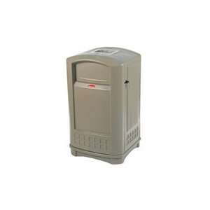  Rubbermaid Plaza Waste Receptacle With Ashtray Top   Beige 