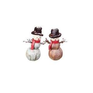  Pack of 6 Modern Lodge Birch Bodied and Flocked Snowmen 