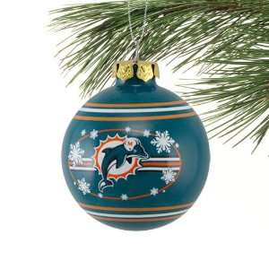  Miami Dolphins Aqua Glass Ball Snowflake Ornament: Sports 
