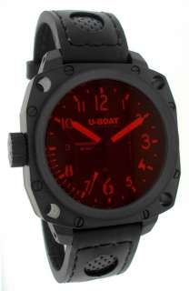 BOAT NEW Black PVD Steel Red Glass Watch 1846 Retail $4,800  