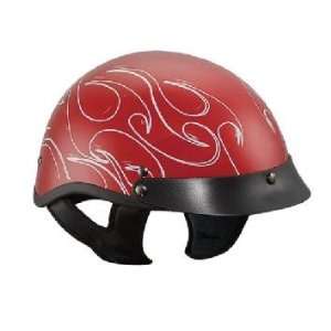 DOT Outlaw White Tribal Flames Red Half Motorcycle Helmet Sz M:  