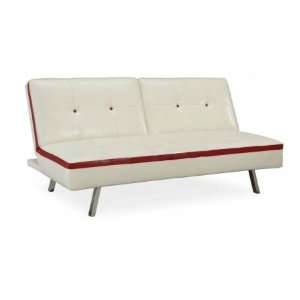  LS SSCOMS3F2IV Ivory Bicast Modern Sofa Bed w/Red Inserts 