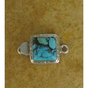  BLUE TURQUOISE STERLING CLASP CUSHION 13mm #2 