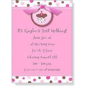  First Birthday Party Invitations   Babycake Pink Cupcake 