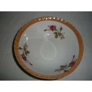   White with Gold Trim & Roses Serving Cereal Bowl Dish 