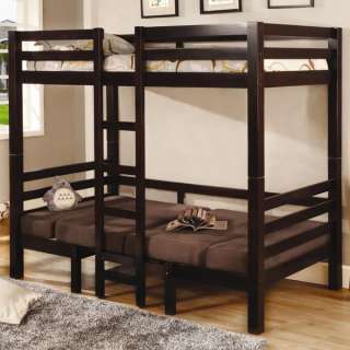 NEW MONTELLO CAPPPUCCINO WOOD TWIN OVER TABLE BUNK BED  
