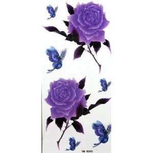  YiMei Purple rose and butterfly temporary tattoos: Beauty