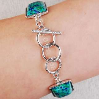 Smart Handcraft Turquoise Beads Oblong Bracelet G3679  