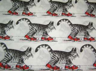 Vintage KLIBANS CATS in Sneakers Queen Bed Sheet Flat Craft Fabric 90 