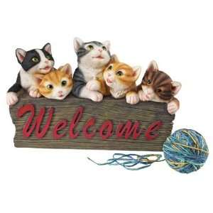 Cat Kitten sculpture cute & cuddly Welcome Sign statue (The Digital 
