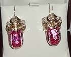 28 cts Natural Oval Cushion Pink Sapphire 14kt yellow gold Pierced 