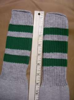 Vintage 1970s Green Striped Grey Tall Tube Socks NOS  
