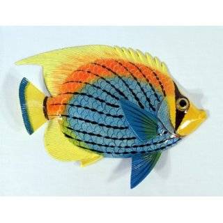 Handpainted Tropical Fish Replica Wall Plaque Blue Yellow Top 8