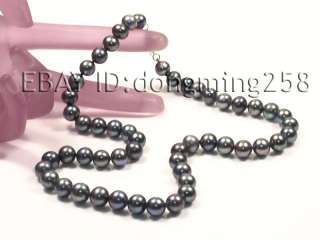 AA 8 9mm beautiful black fresh water pearl necklace 17, 18, 19, 20 