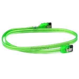  SATA2 Cables w/Locking Latch / UV GREEN   24 Inches 