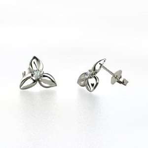  Trillium Stud Earrings, Sterling Silver Stud Earrings with 