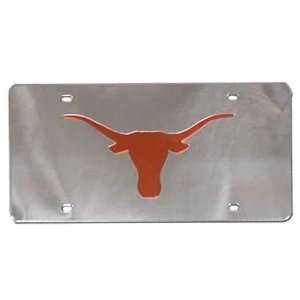  Texas Longhorns Silver W/Orange Bevo Mirror License Plate 