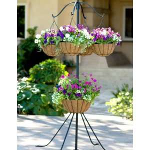  Four Arm Plant Hanger with Center Basket Patio, Lawn 