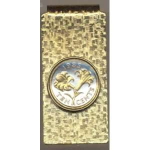  24k Gold on Sterling Silver World Coin Hinged Money Clip   Bermuda 