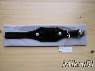 NEW AUTHENTIC MICHELE BLACK LEATHER CUFF WATCH BAND  