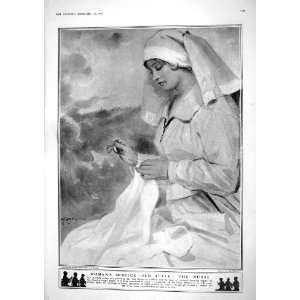  1917 WAR NURSE SEWING TOM MOSTYN TRENCH SOLDIERS DURHAM 