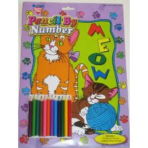  Childrens Pencil By Number Kit Cat Kitten Toys & Games