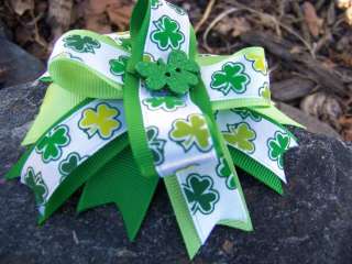 Happy St. Patrick’s Day Lime Shamrock Girls Hairbow