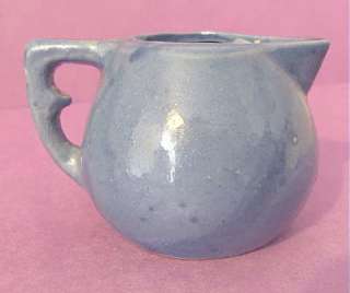 Vintage BYRD American POTTERY Tyler Texas Miniature Blue PITCHER 