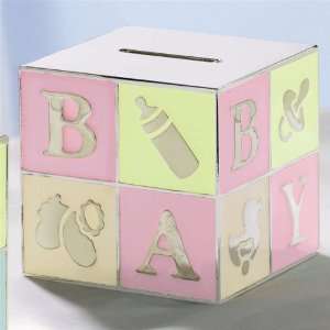  Heirloom Baby   Silver Plated Block Bank (Pink): Baby