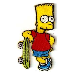 Bart Simpson leaning on Skateboard Embroidered Iron On / Sew On Patch 