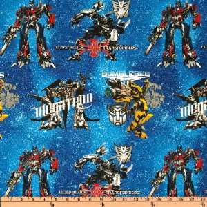  44 Wide Transformers Characters Blue Fabric By The Yard 