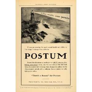  1910 Ad Postum Cereal Coffee Substitute Light House 