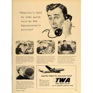 1948 Ad Trans World Airline Business Travel Stewardess   Original 