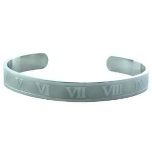  Stainless Steel Classic Roman Numeral Cuff Bangle: Jewelry